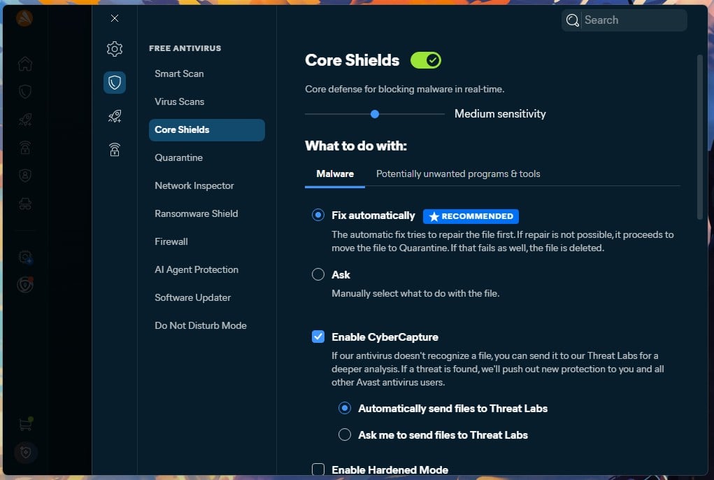 Avast One Core Shields