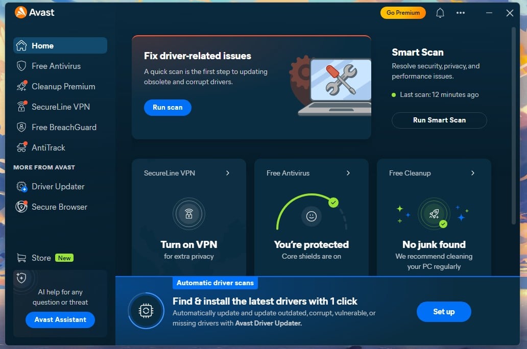 Avast One Home Screen