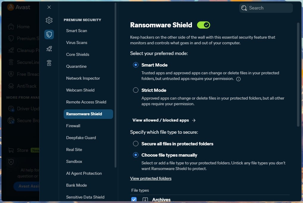 Avast Ransomware Shield On