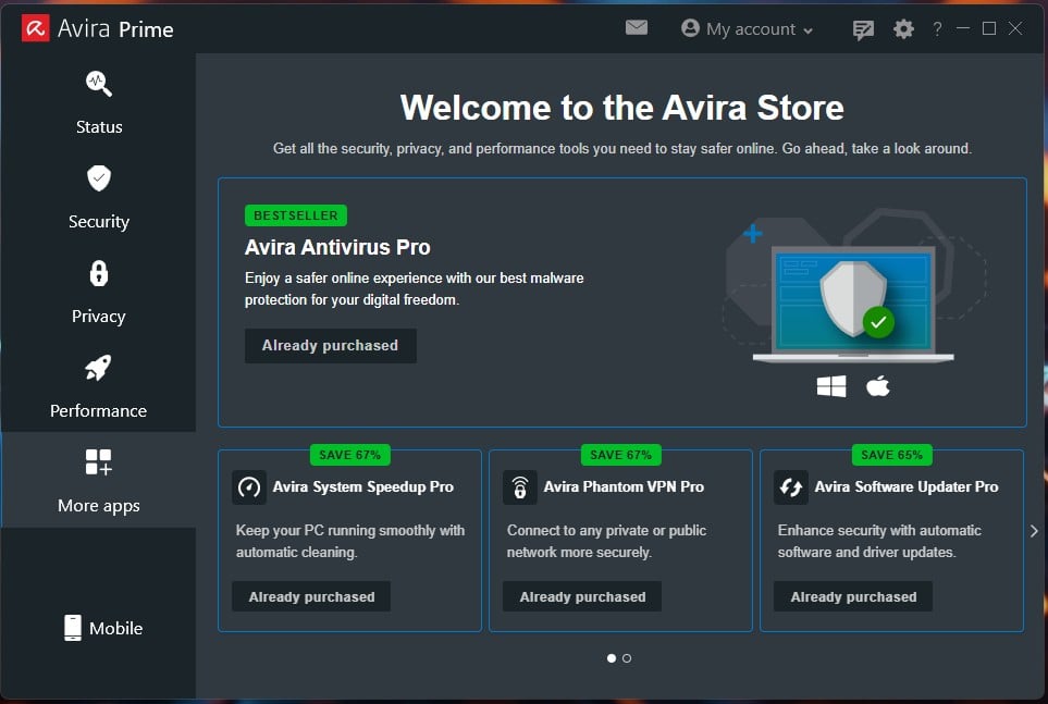 Avira Bought Products