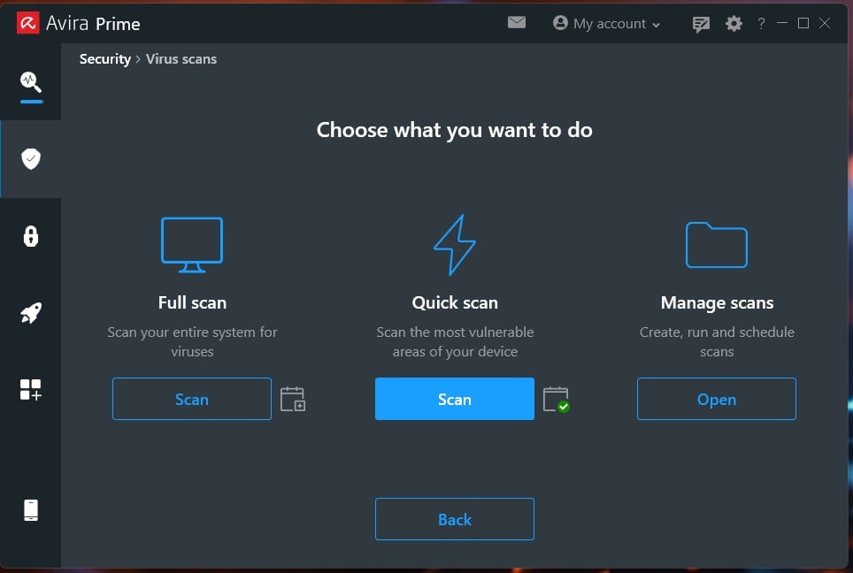 Avira Scan Types