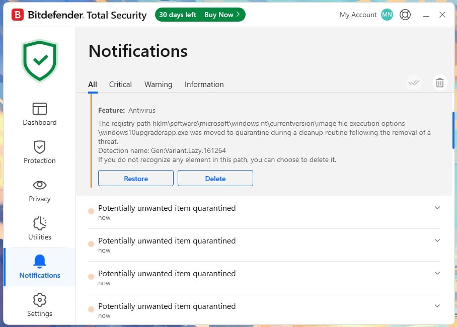Bitdefender Quarantine