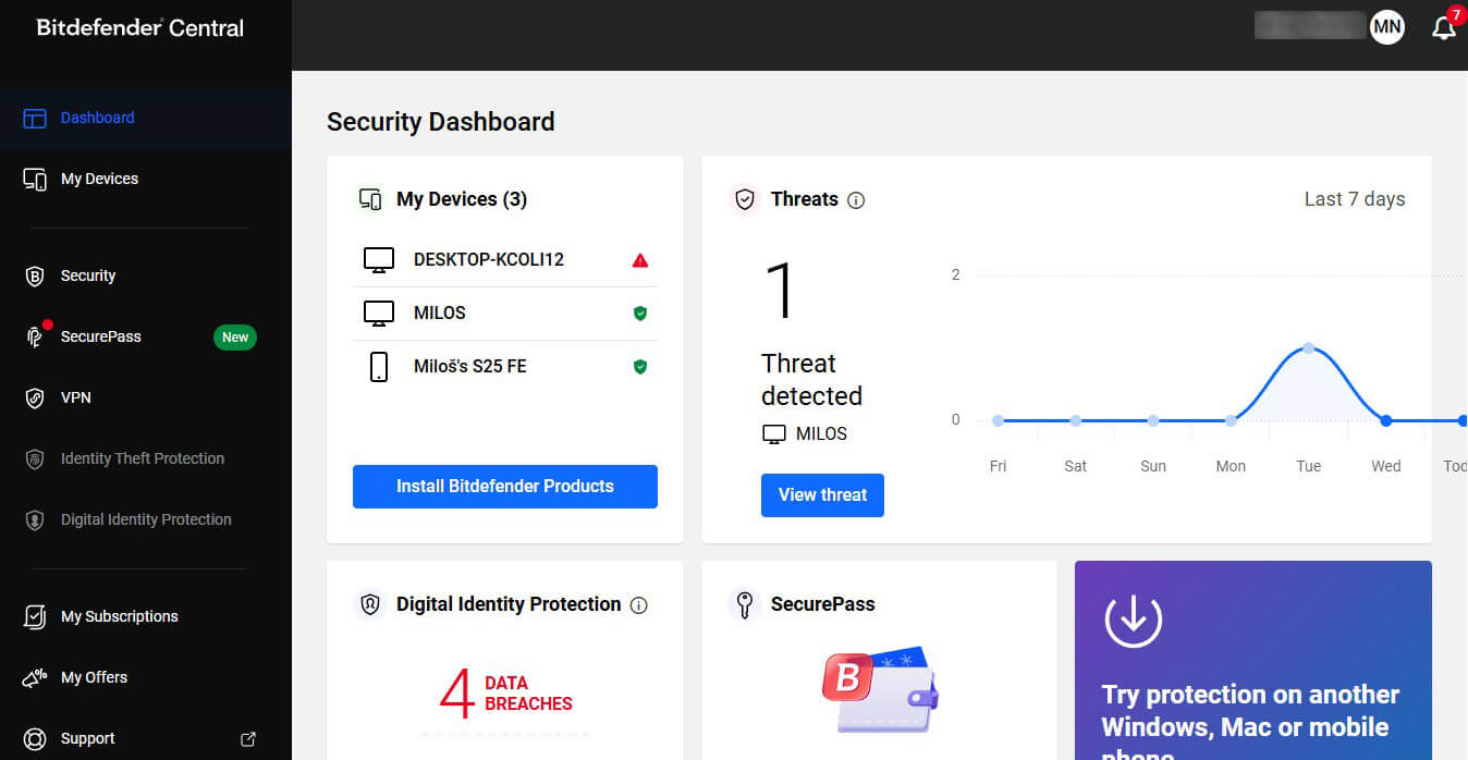 Bitdefender Central Ui