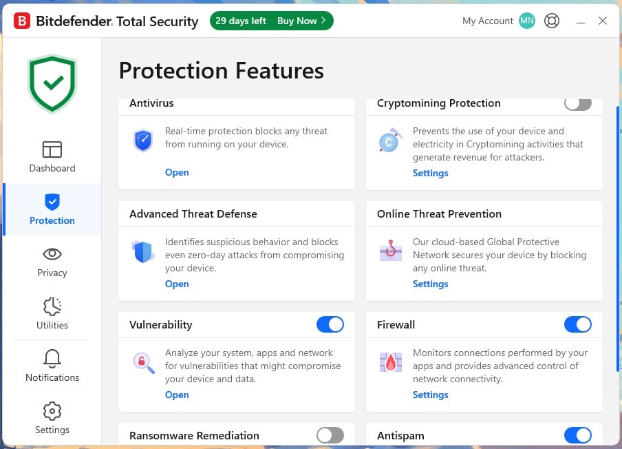 Bitdefender Dashboard 2