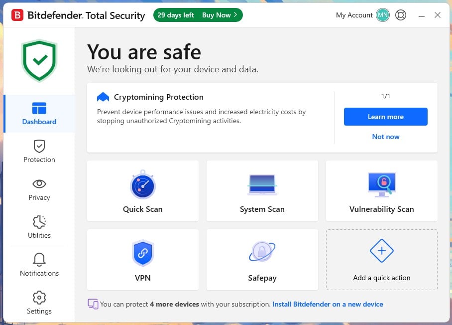 Bitdefender Dashboard