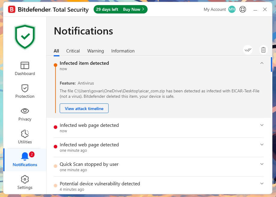 Bitdefender Malware Detected