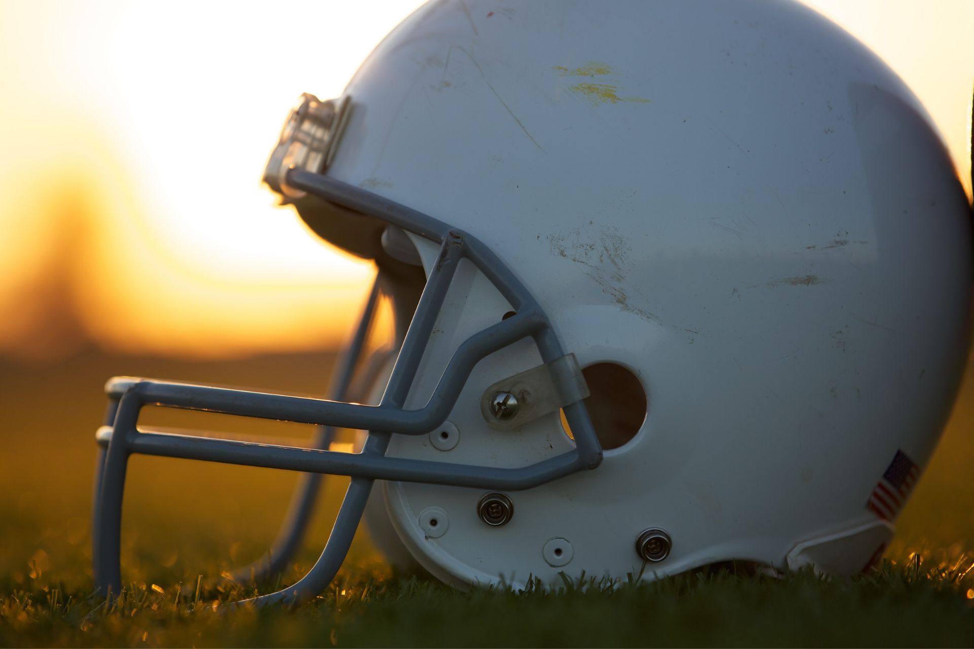 An American football helmet.
