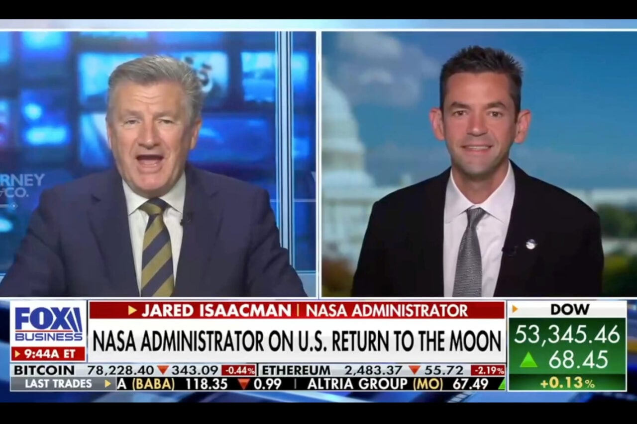 NASA administrator Jared Isaacman appears on Fox Business on Aug. 24, 2026.