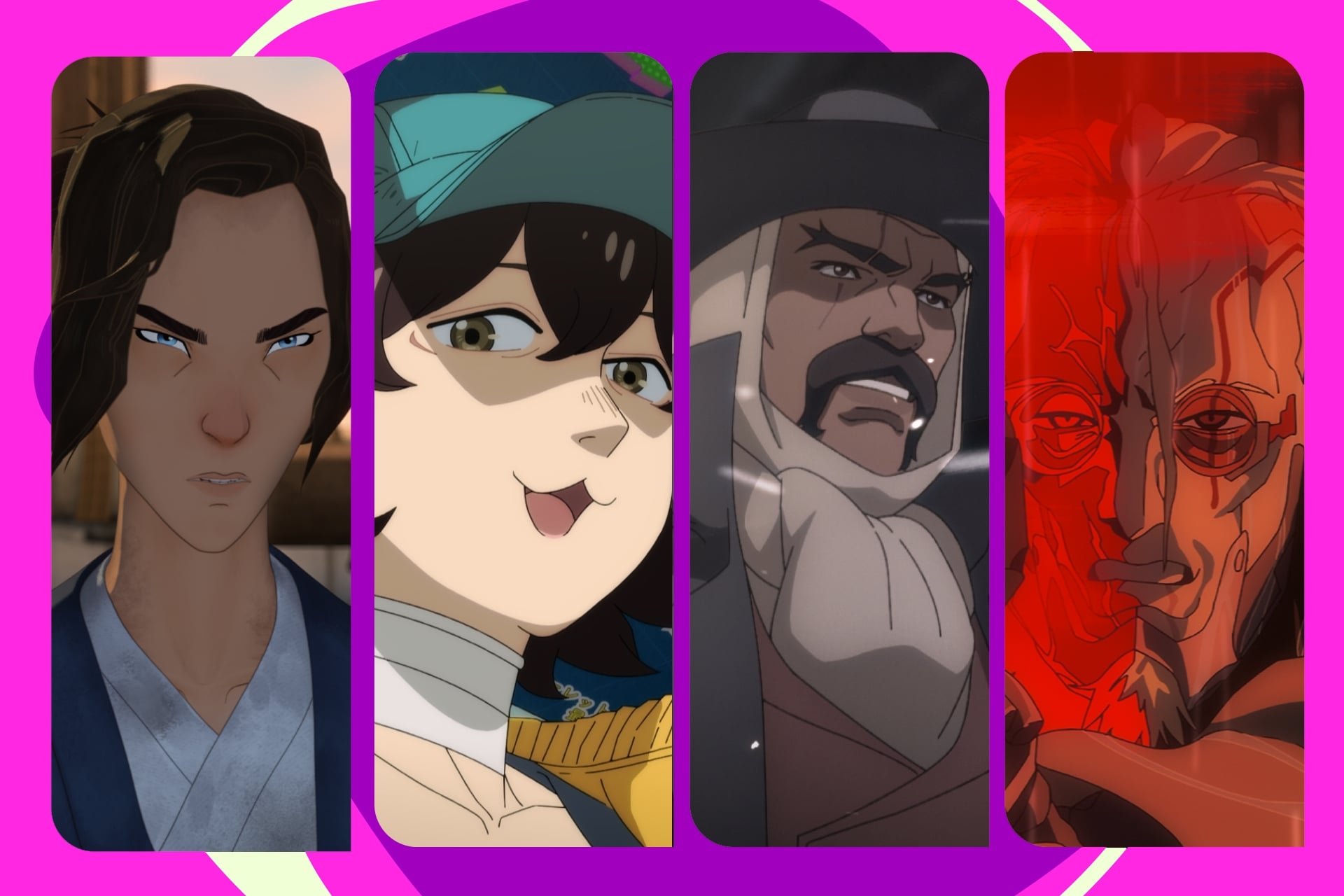 'Blue Eye Samurai,' 'Fool Night,' 'Bass X Machina,' and 'Cyberpunk: Edgerunners 2.' 