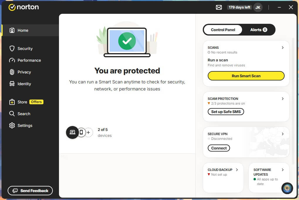 Norton Antivirus Dashboard