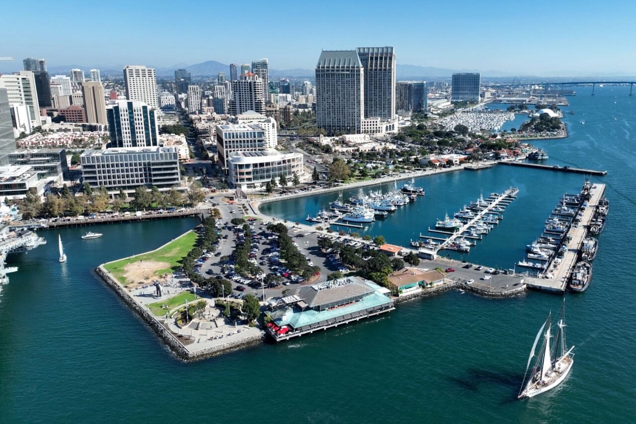 An aerial view of the coast of San Diego, California