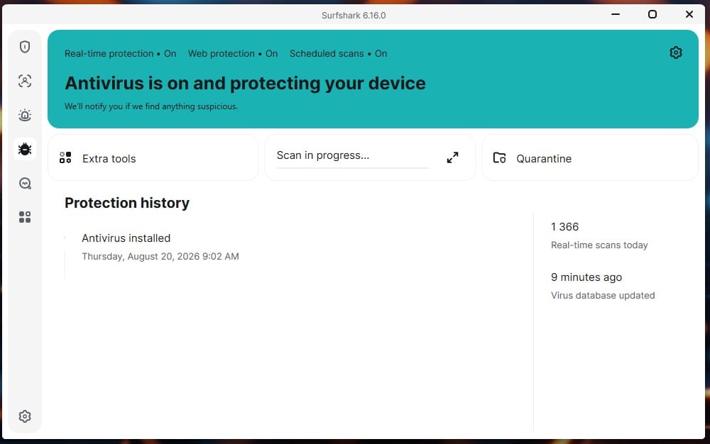 Surfshark Antivirus Interface