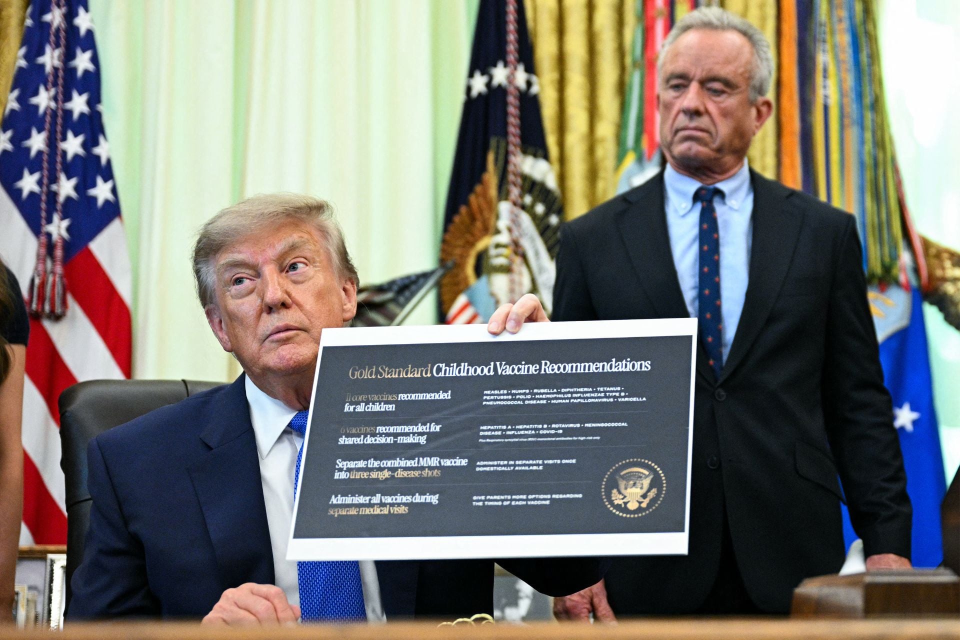 Trump and RFK Jr. at a conference held yesterday to announce Trump's new exclusive order on vaccines.