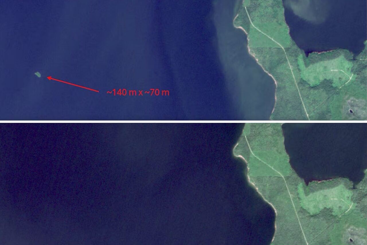 Williston Reservoir Floating Island Satellite
