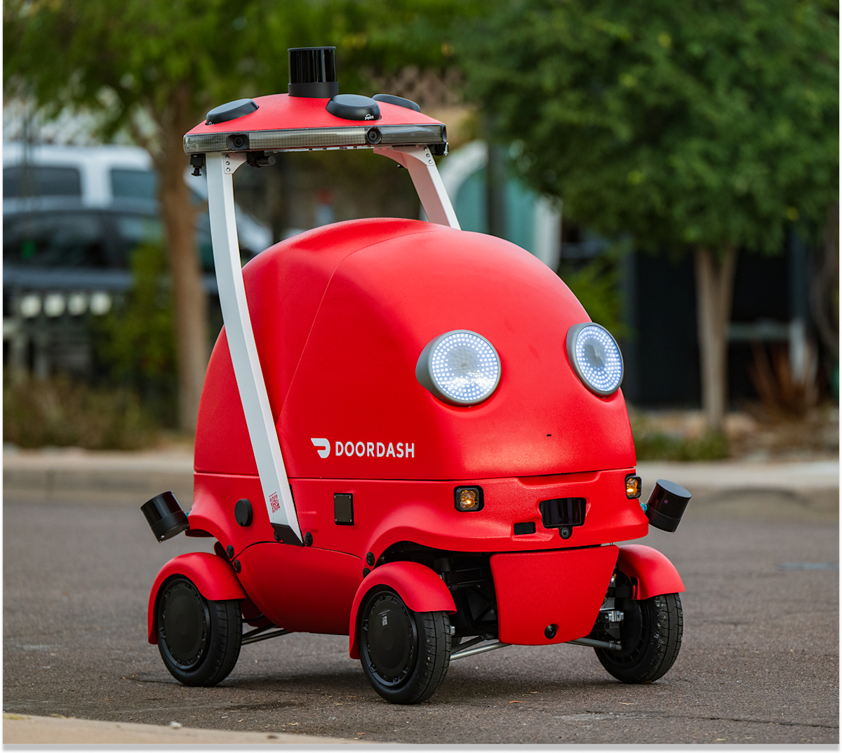 Doordash Dot Robot on road