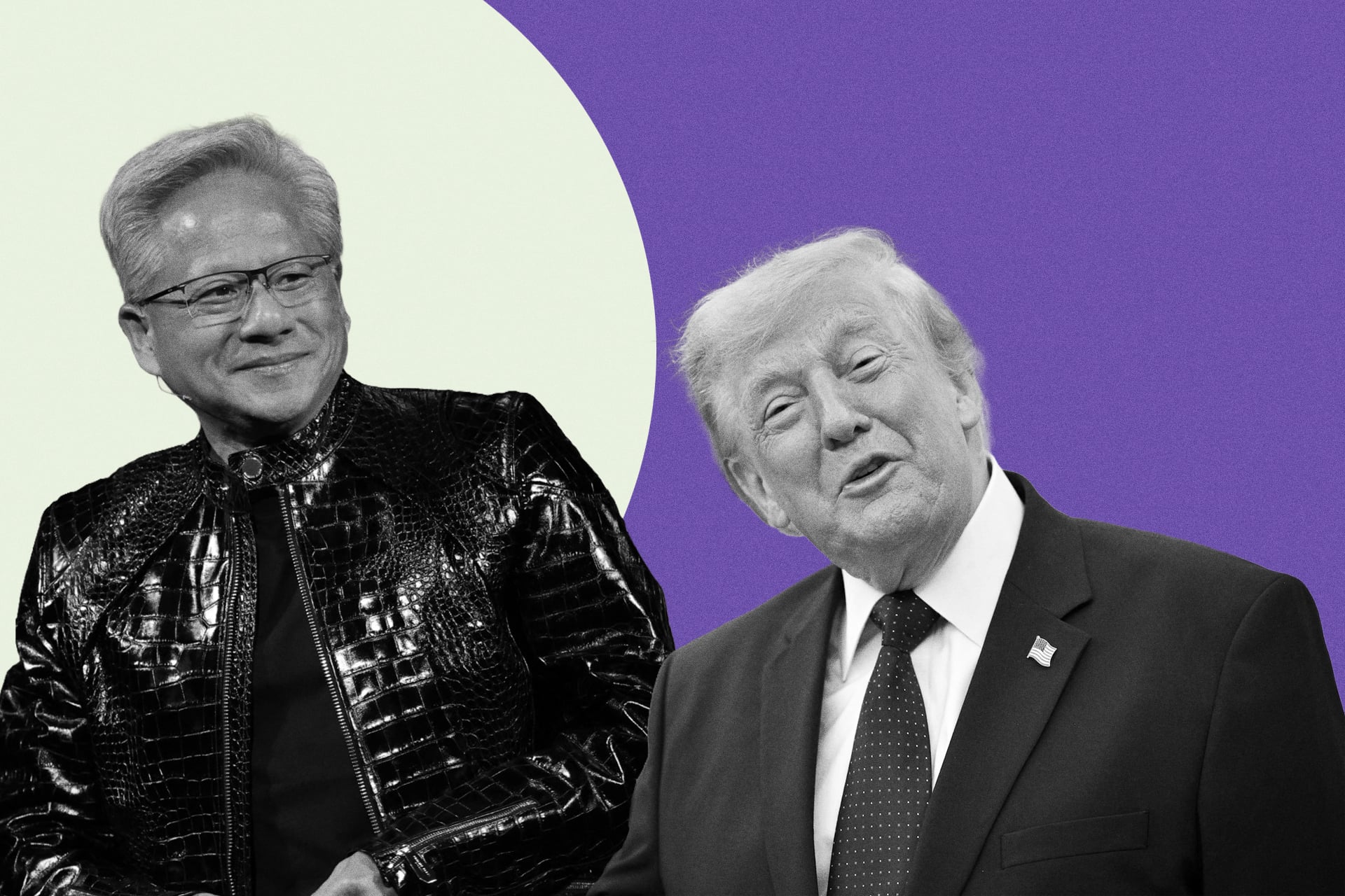 Trump is seen with Jensen Huang.