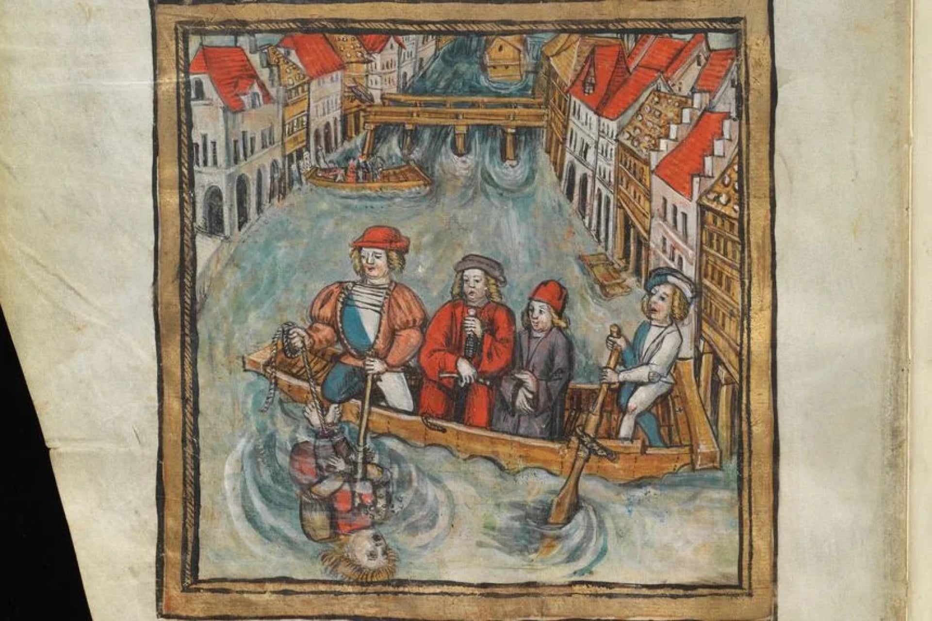 An old painting depicting a flood event.