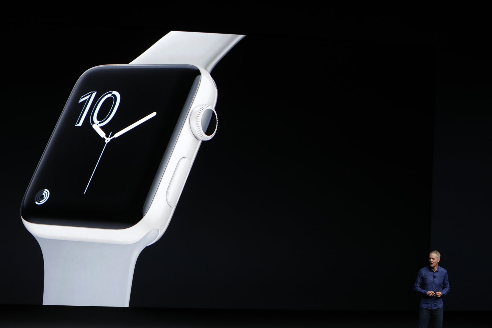 An Apple Watch Series 2 with ceramic case. 