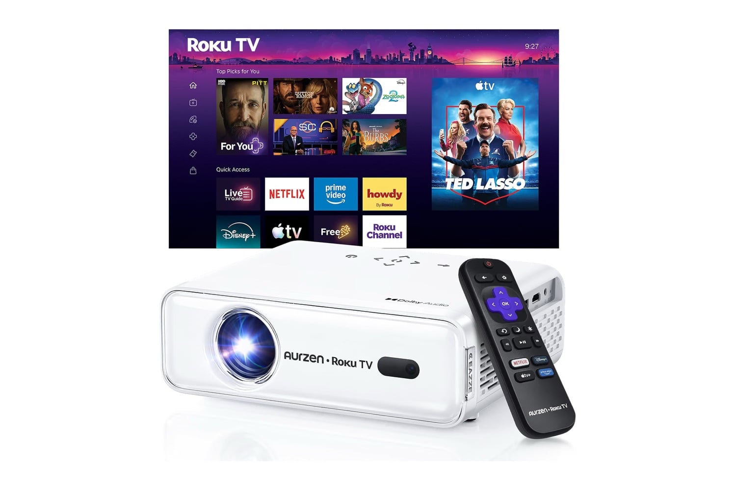 Aurzen Roku Tv D1r Smart Portable Outdoor Projector