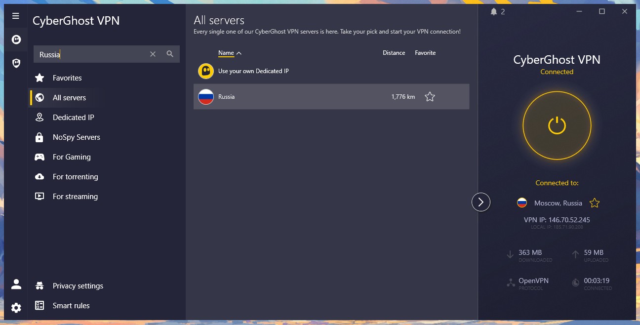 Cyberghost Russia App