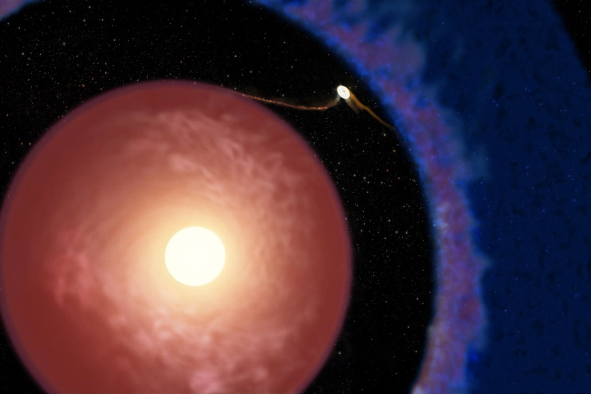 Artist’s concept depicting Elias 2-24 b, the youngest exoplanet detected to date, still growing within the disk of gas and dust surrounding its young host star. 