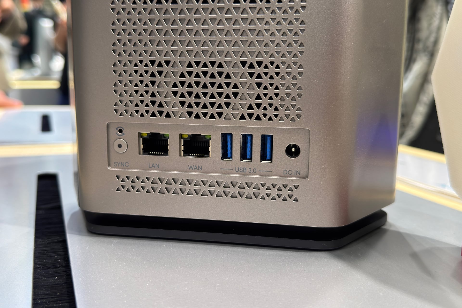 Eufy Mindbase's ethernet and USB ports.