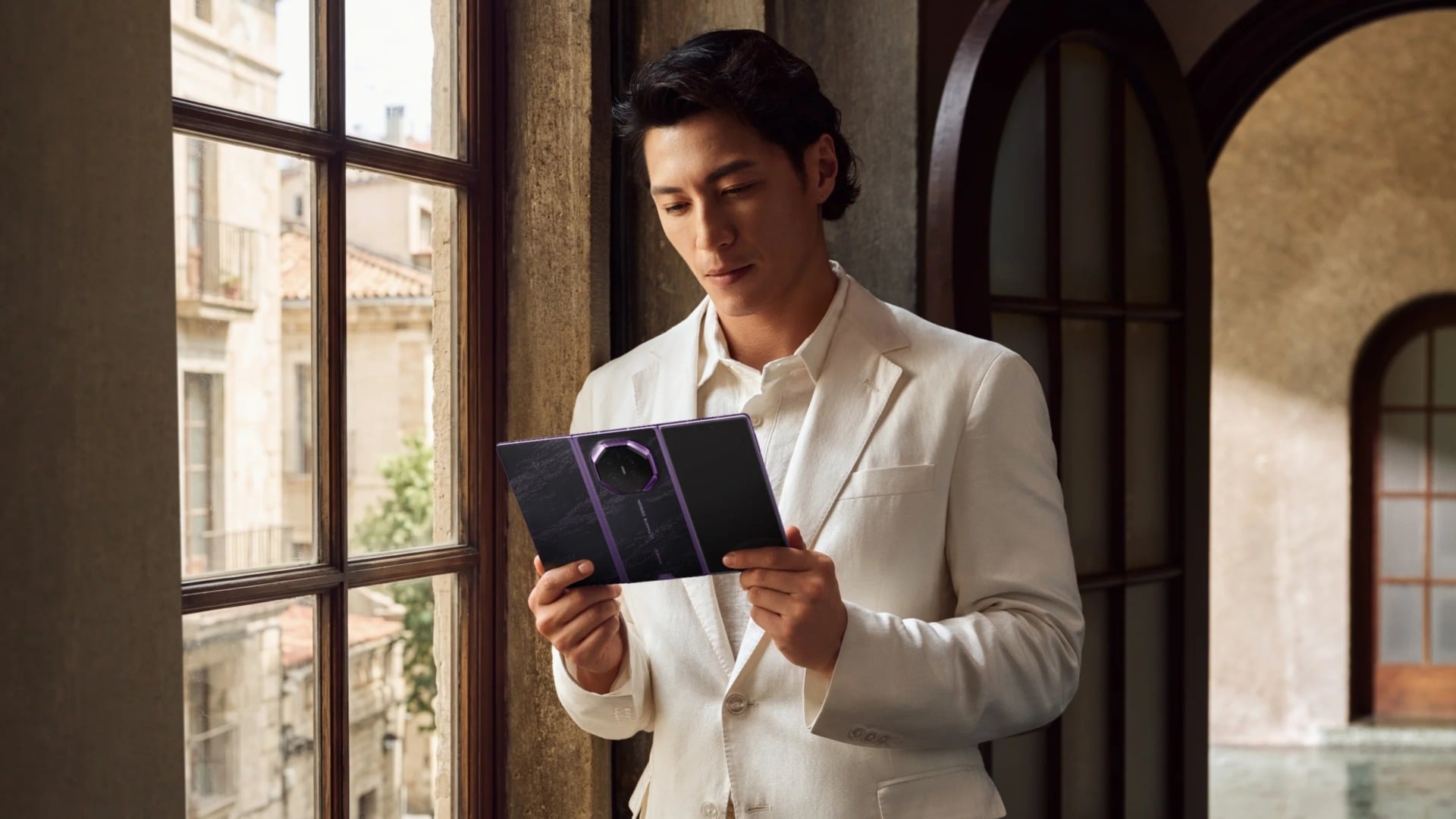 A photo of a person with Huawei's new Mate XT 2.