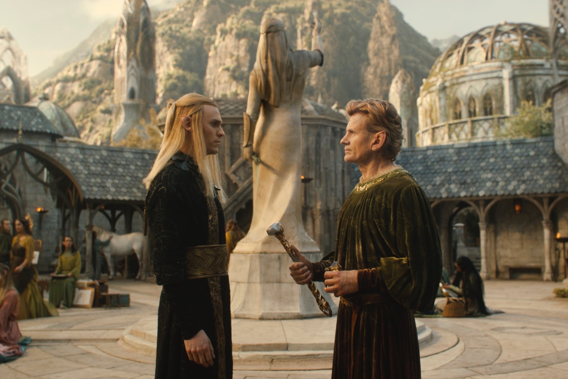 Sauron (Charlie Vickers) wields his dark influence over Celebrimbor (Charles Edwards).
