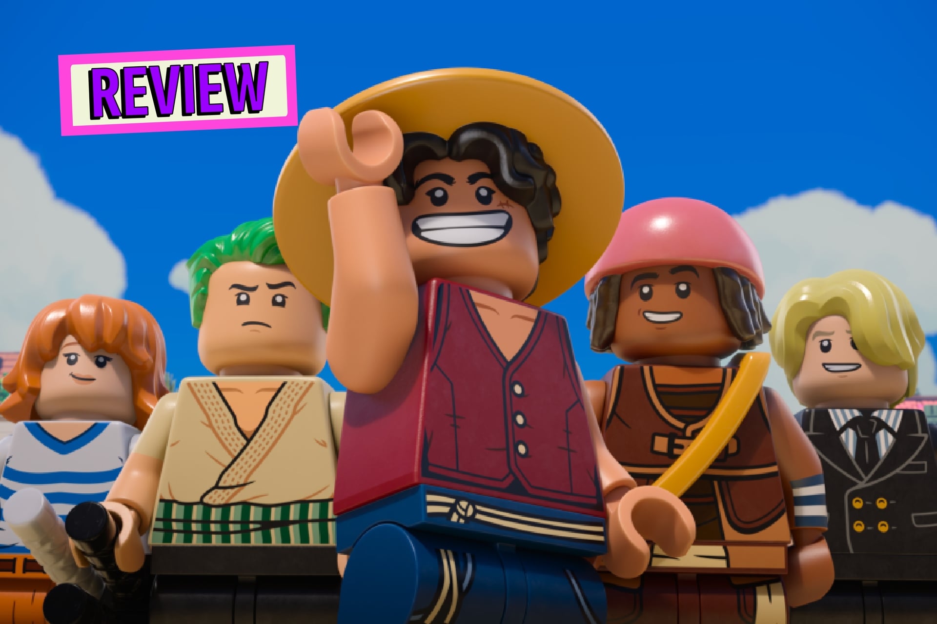 Lego One Piece Netflix still of the Straw Hat pirates