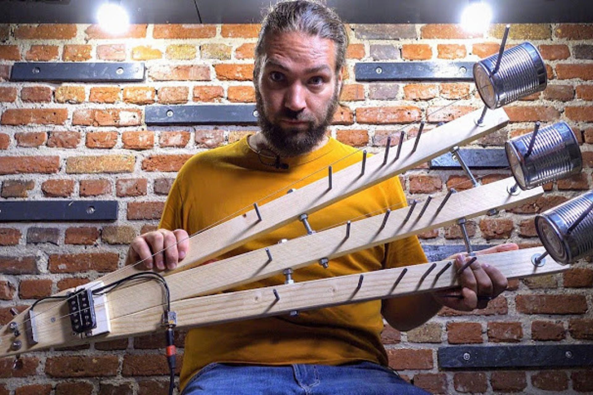 Photo of homemade instrument creator, Nicolas Bras