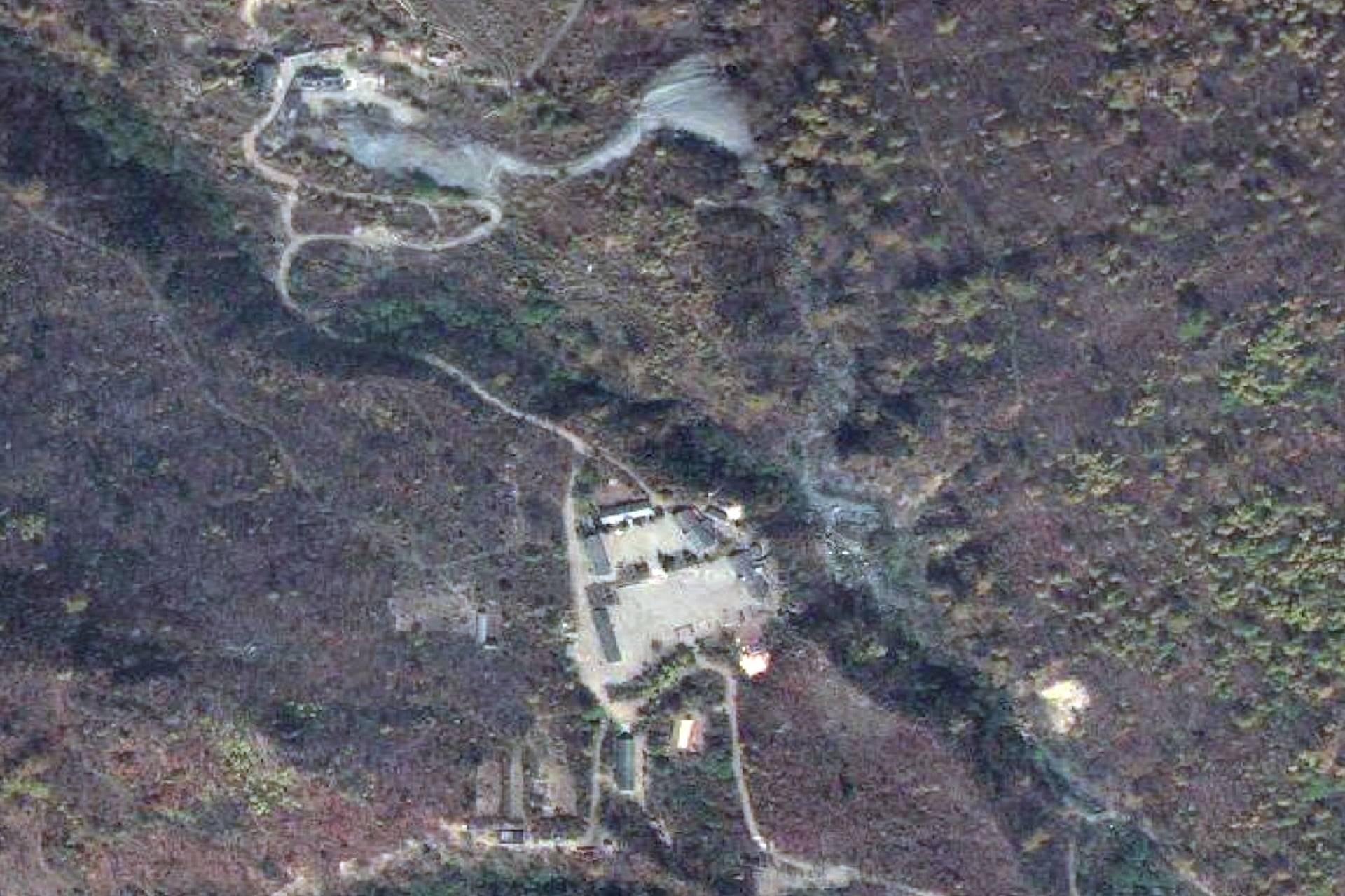 A United States government informational image showing North Korea’s secretive Punggye-ri nuclear test facility during the 2013 underground test.