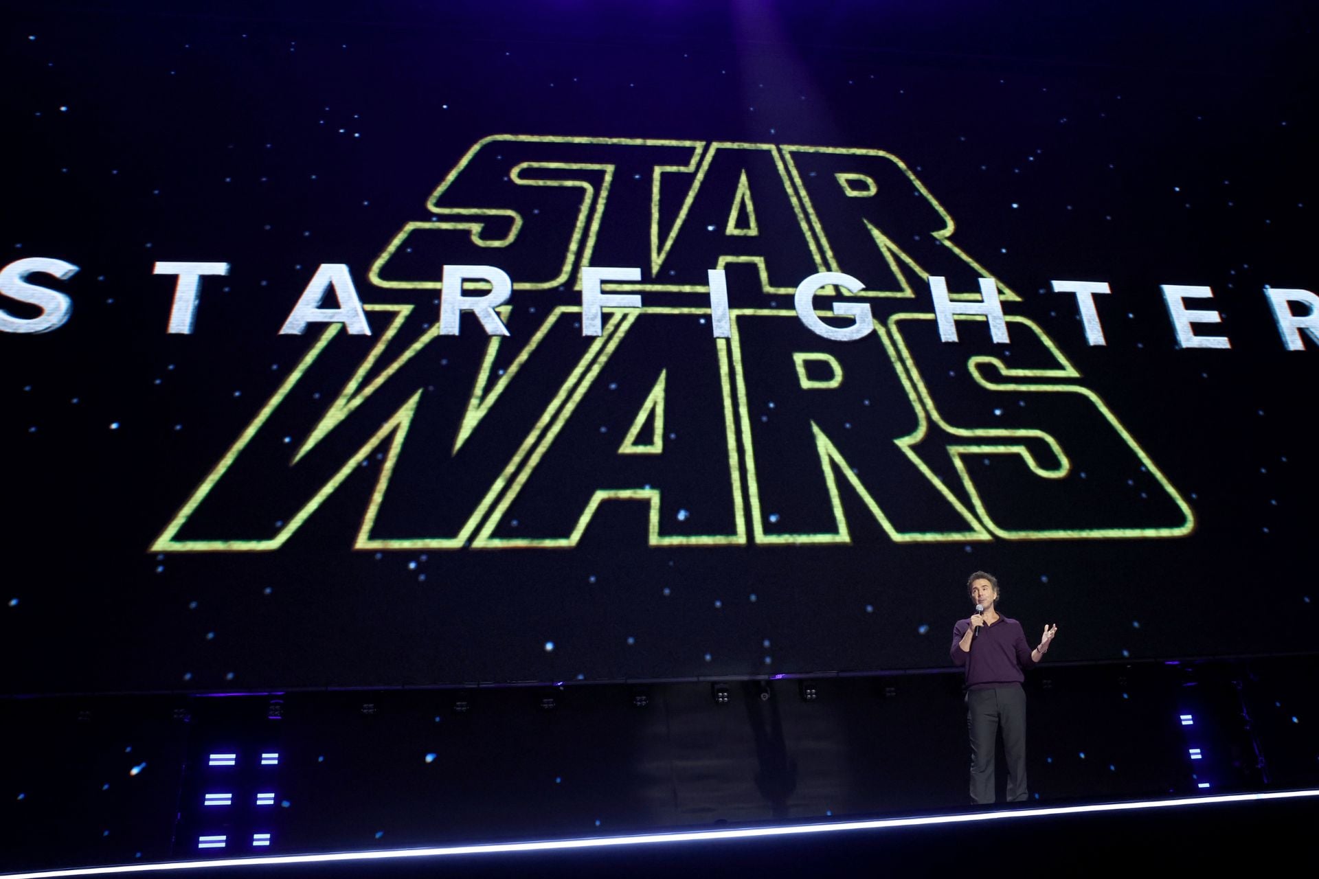 Shawn Levy talking 'Star Wars: Starfighter' at D23 2026.