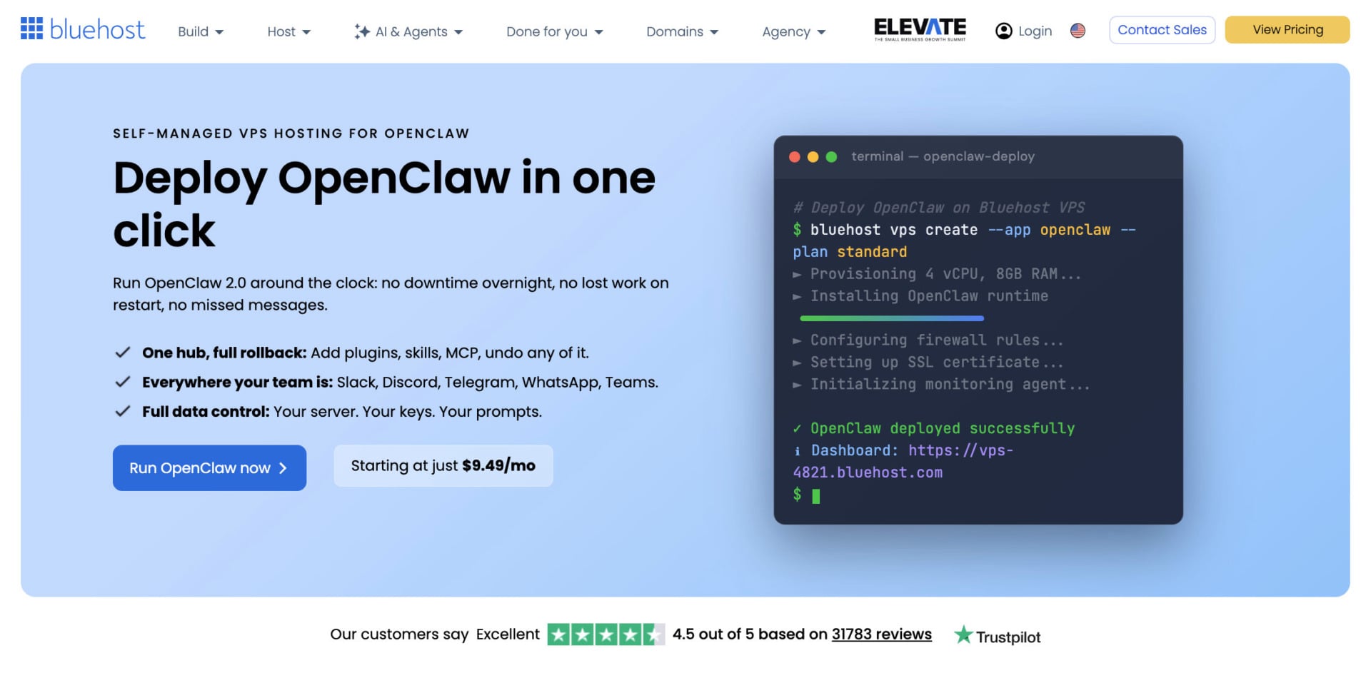 Bluehost OpenClaw VPS Hosting