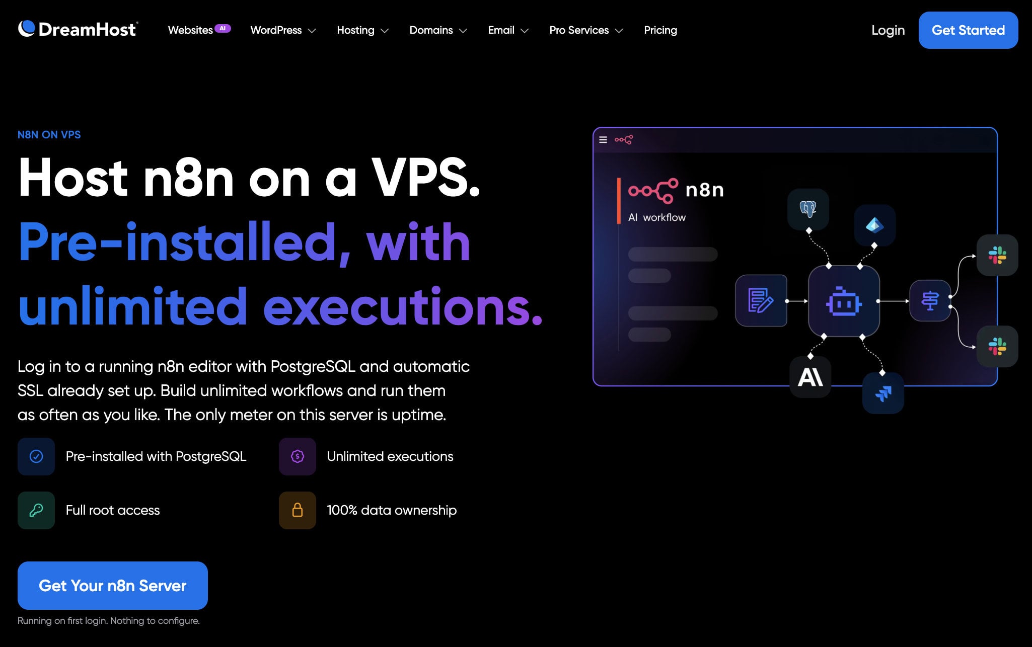 Dreamhost : n8n installed on VPS