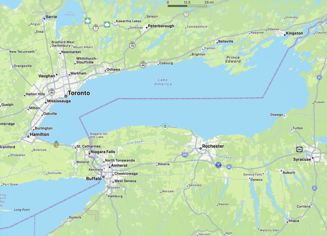 Lake America labeled on Apple Maps