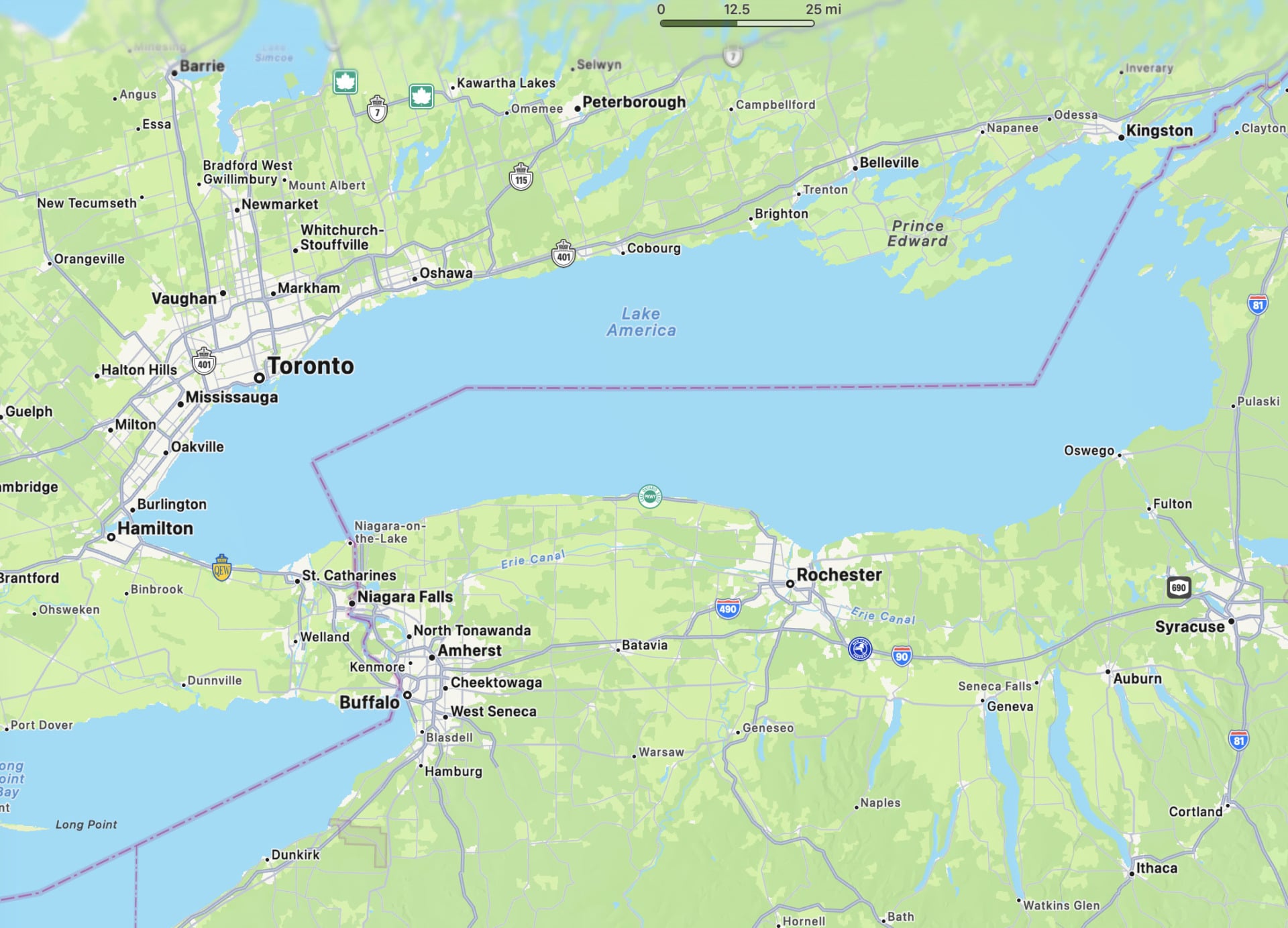 Lake America labeled on Apple Maps