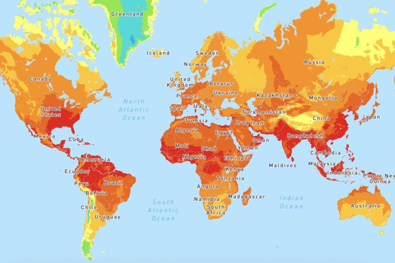 A map of global wet bulb temperatures