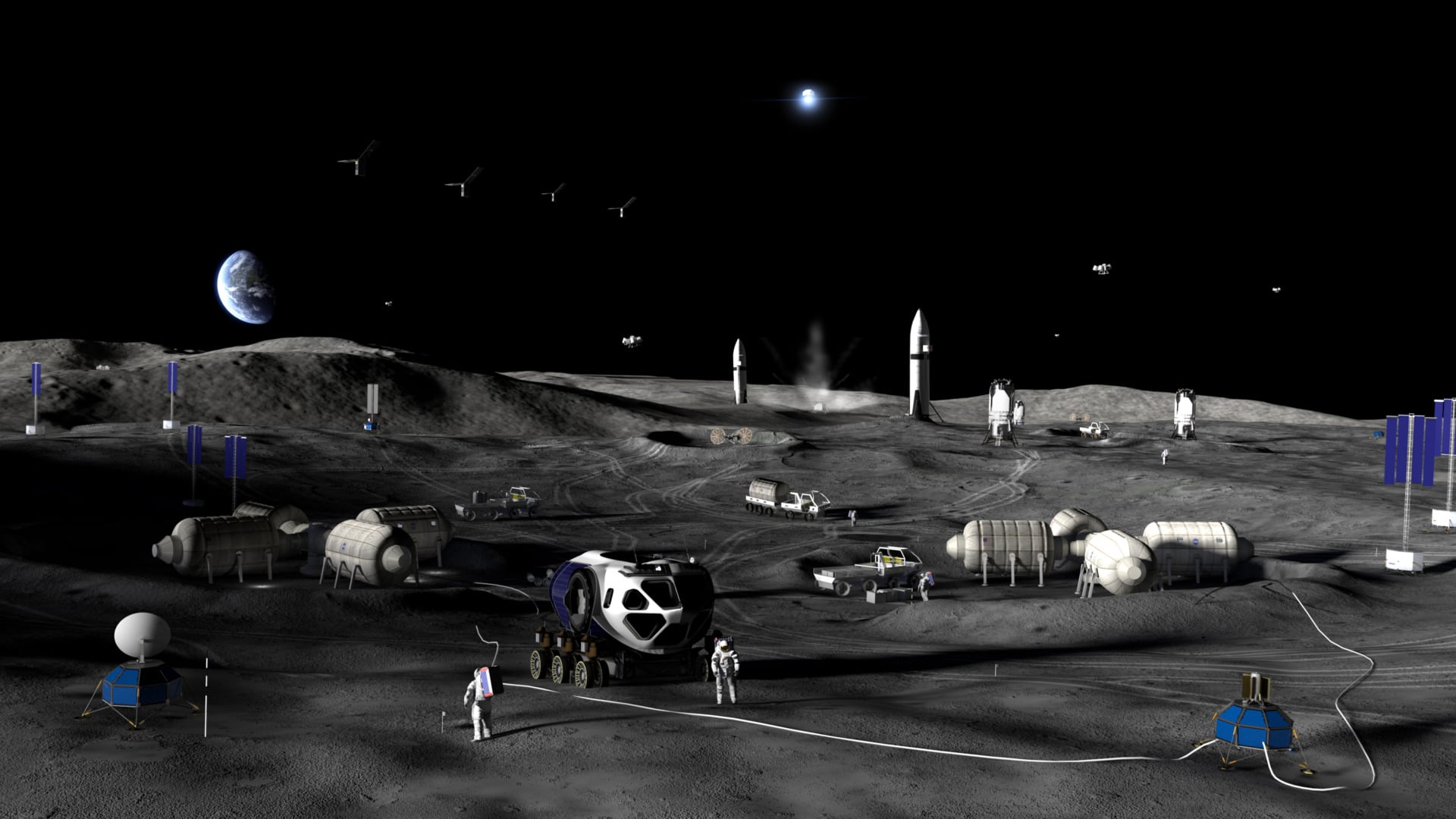 An artist's rendering of NASA's future Moon base