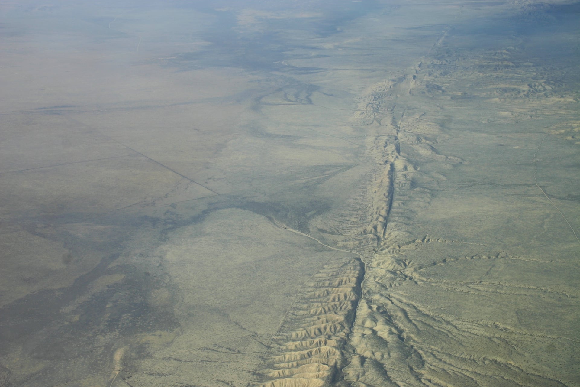 An aerial view of the San Andreas Fault in California.