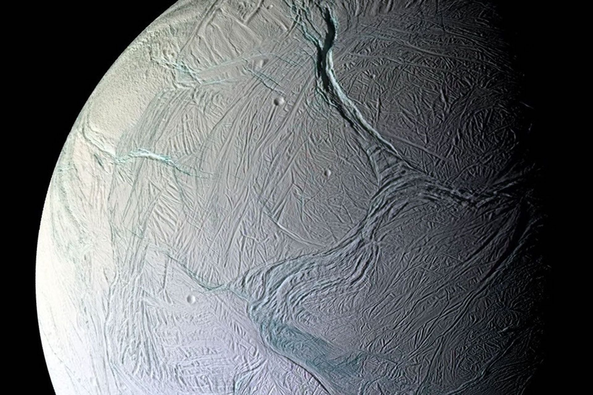 NASA's Cassini spacecraft discovered that Enceladus emits icy water particles and gas from its surface at approximately 800 miles per hour (400 meters per second).