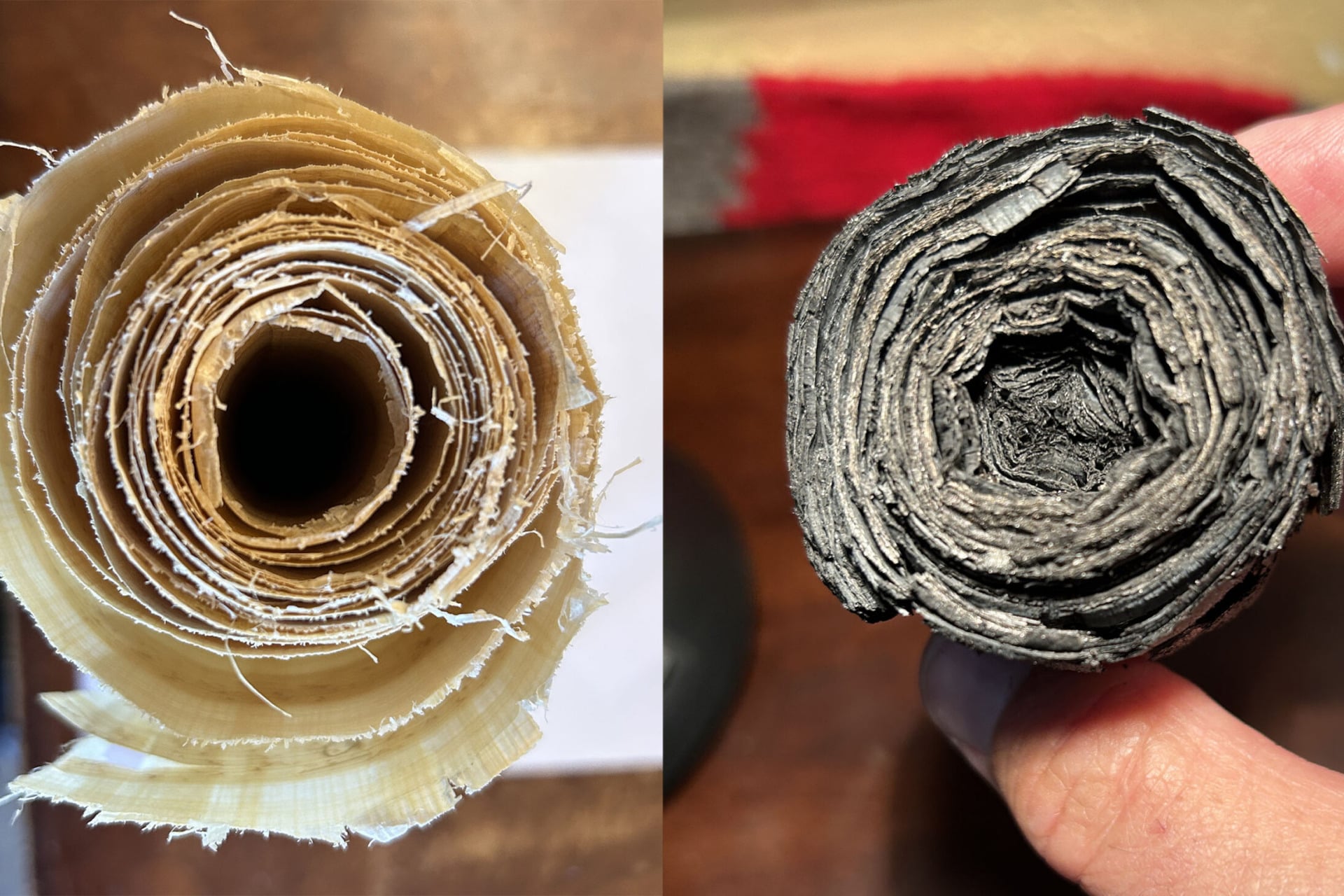 A modern-day imitation of a Herculaneum scroll.