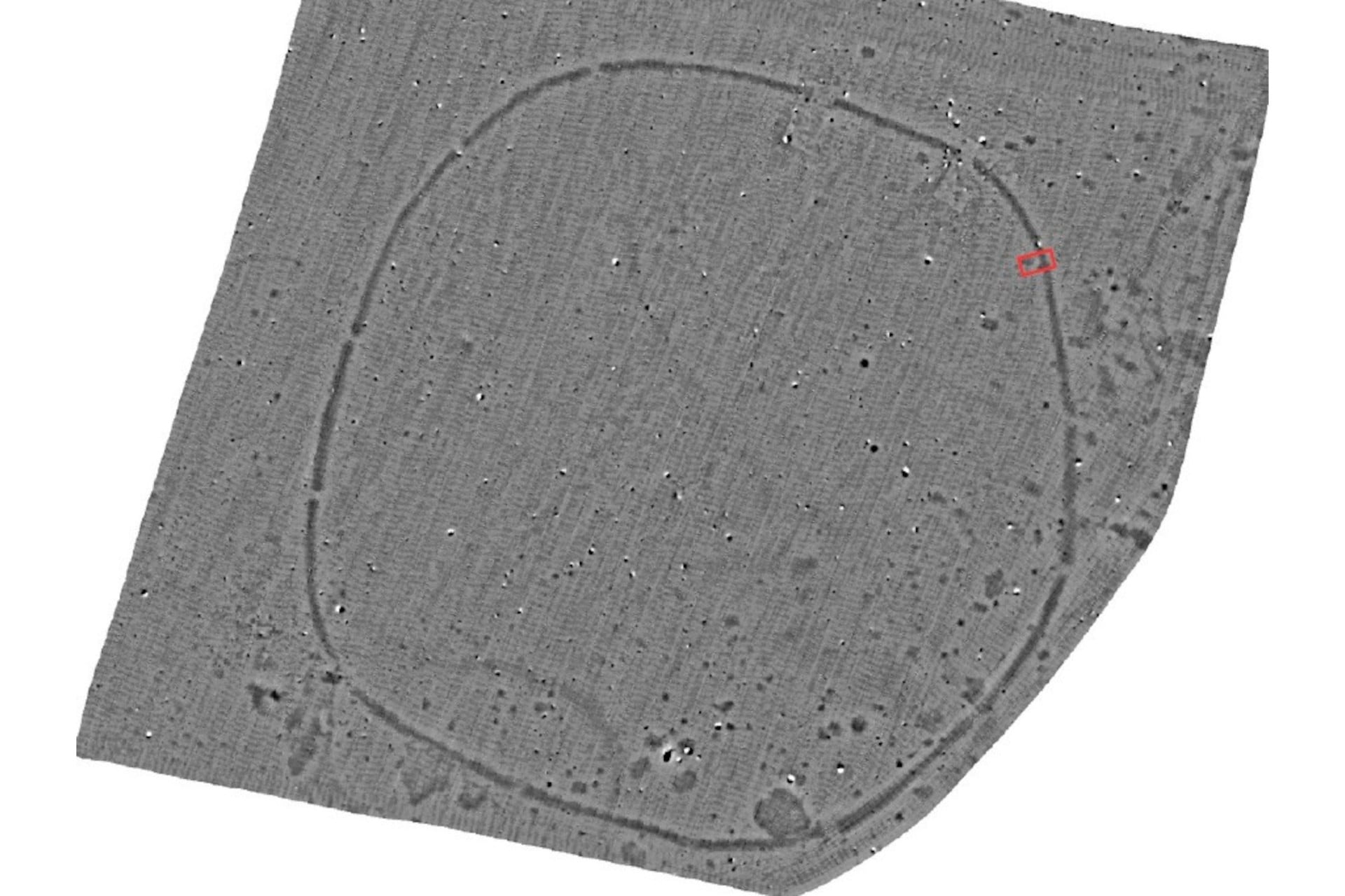 An aerial, remote sensing image of the 6,500-year-old Neolithic ritual structure found just outside of Prague in the Czech Republic. Credit: University of West Bohemia