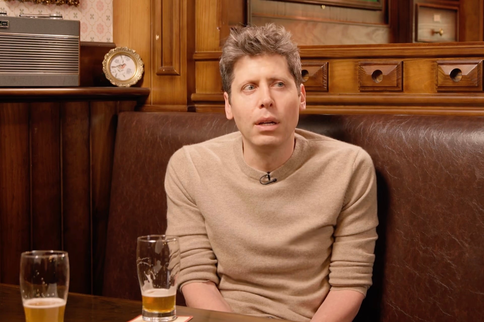 OpenAI CEO Sam Altman is pictured during his recent appearance on the Cheeky Pint podcast.