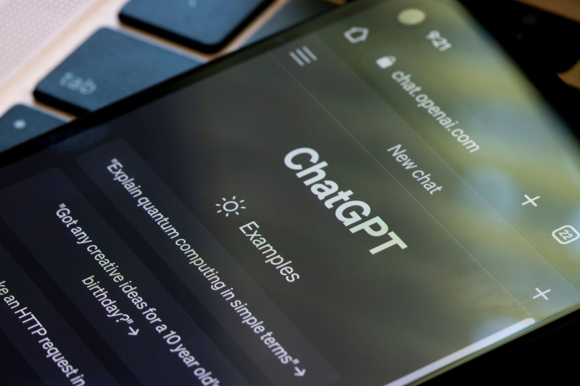 The webpage of ChatGPT on a phone screen.