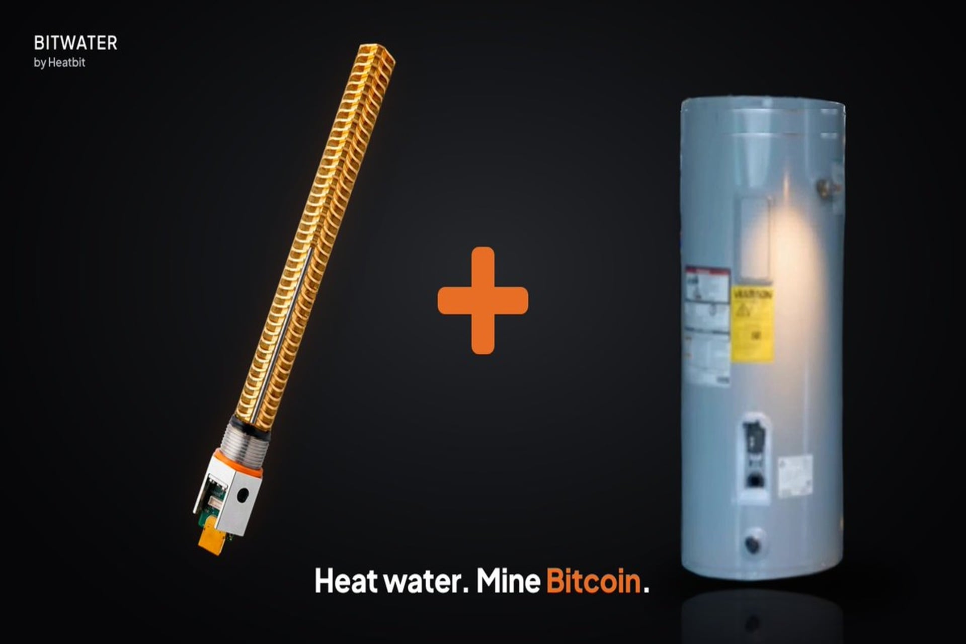 Heatbit's Bitwater water heating element next to a water heater