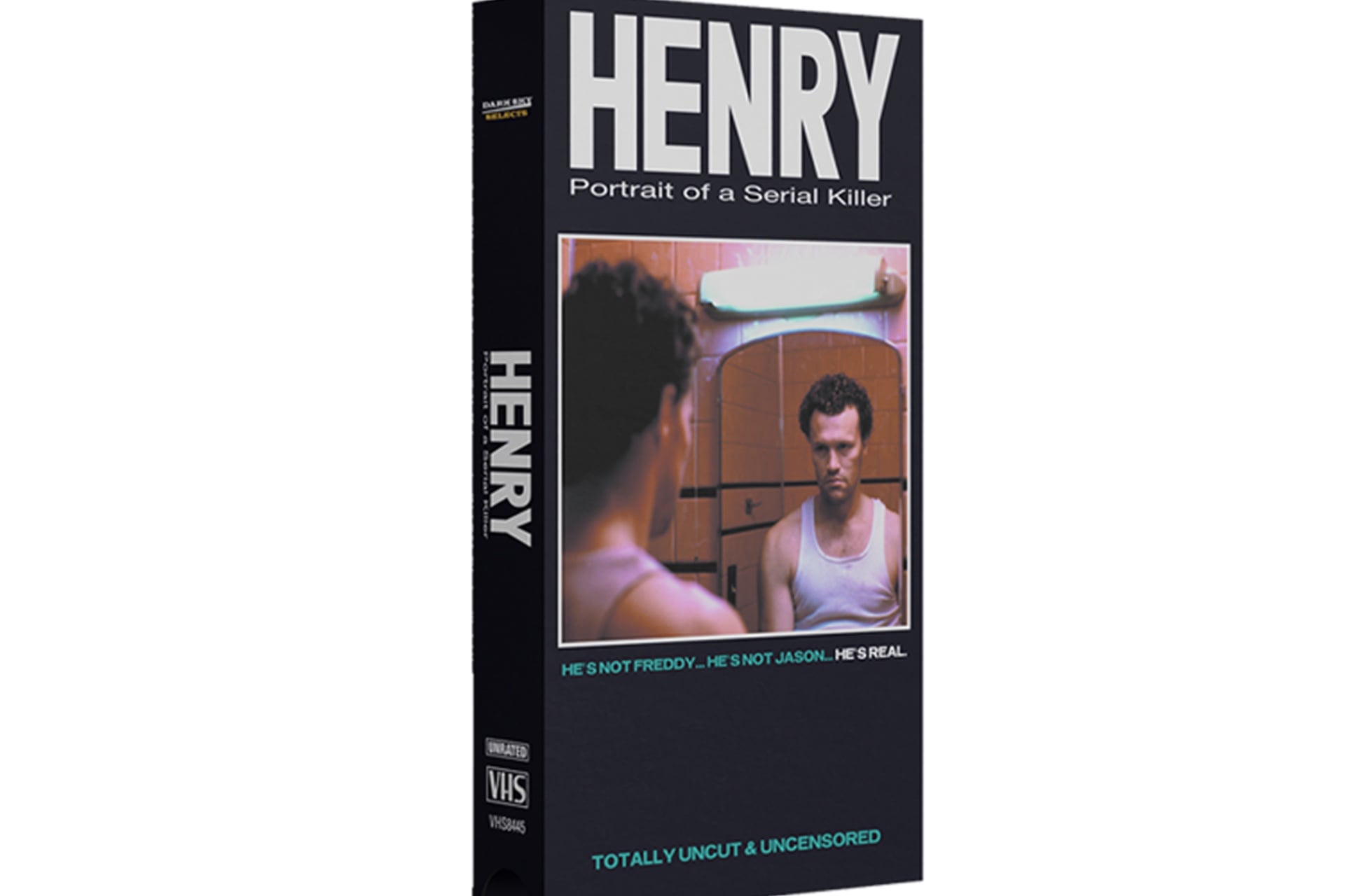 The 'Henry: Portrait of a Serial Killer' VHS box art references certain other big villains of 1986.