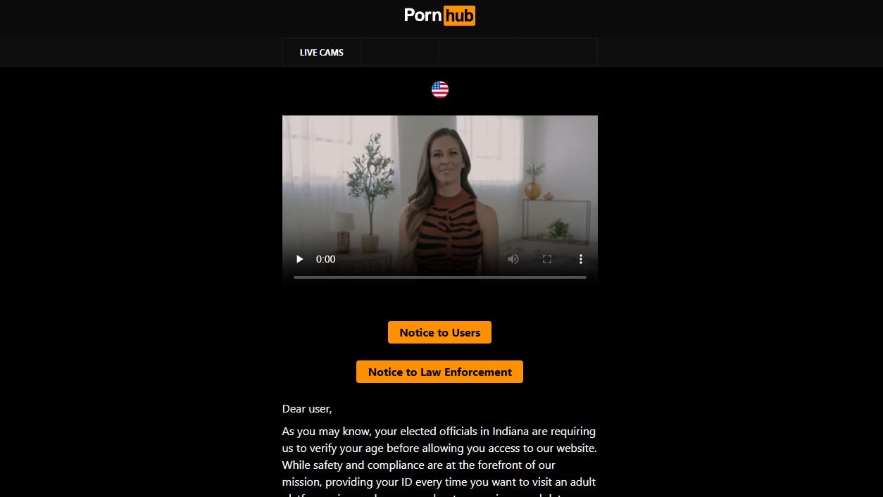 Indiana Pornhub Block