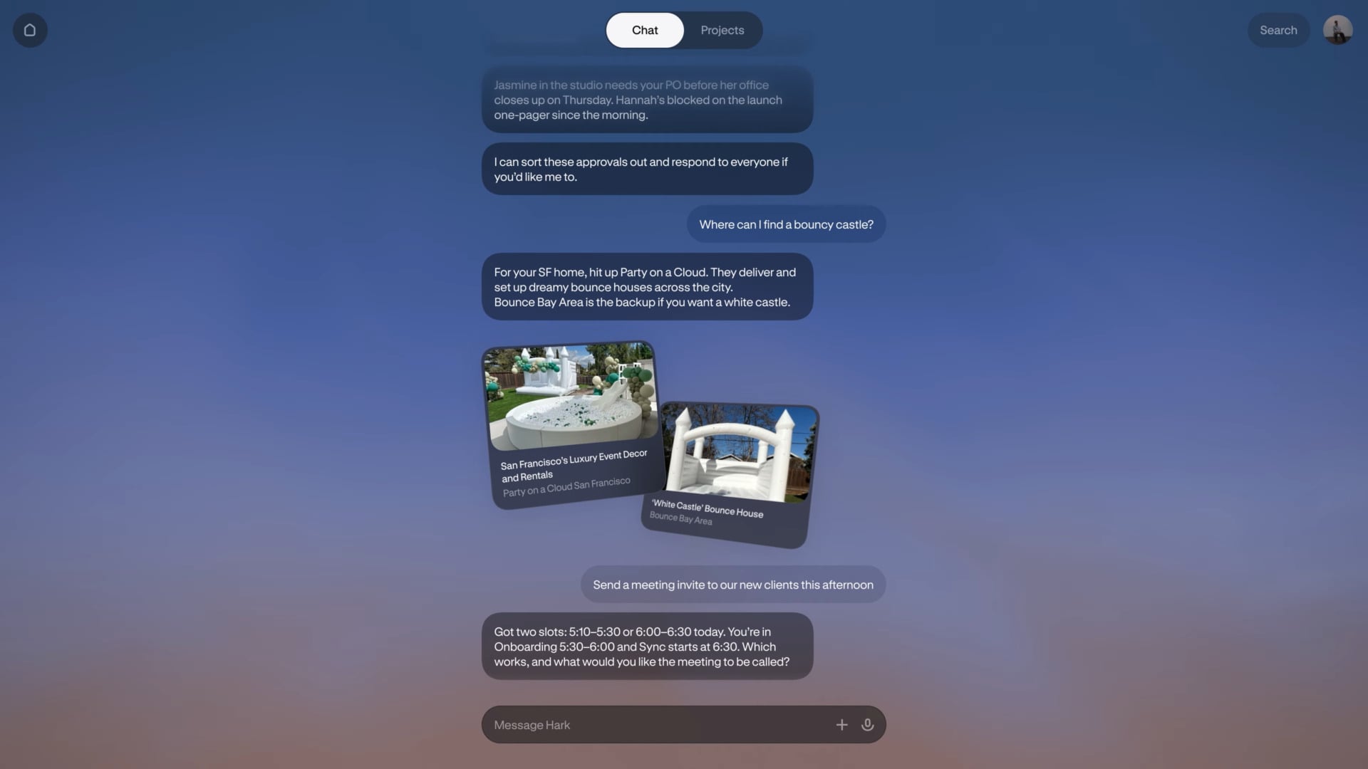 Hark Pro home screen