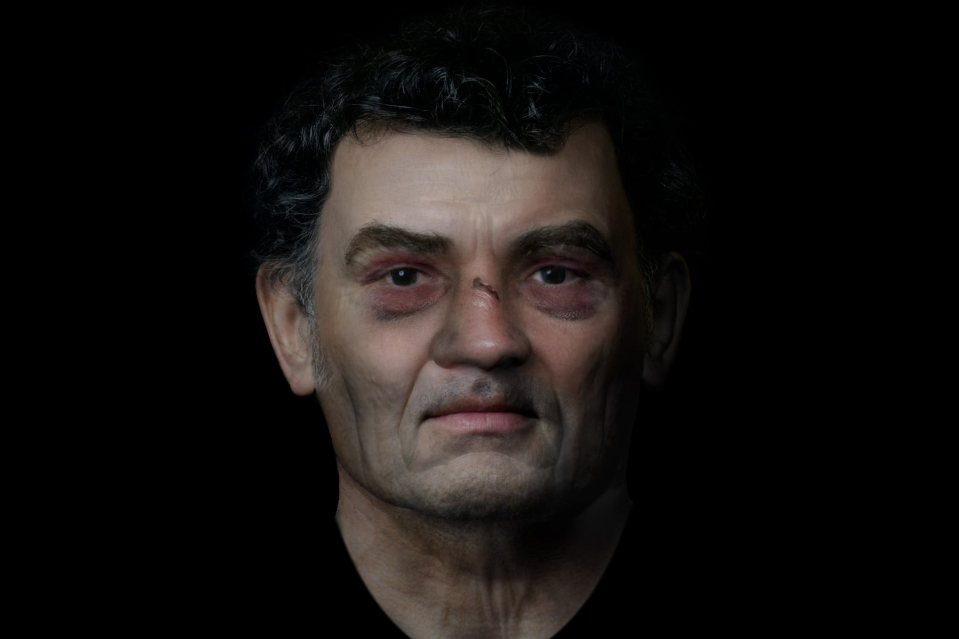 Scientists' reconstruction of a man found in a Roman Scotland grave in Inveresk.