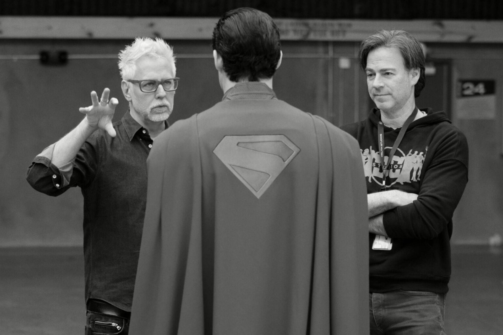 James Gunn and Peter Safran, seen here on the set of Superman, are staying with DC.